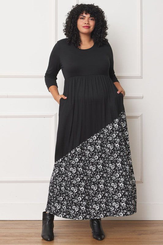 Asymmetrical Leopard Accent Maxi Dress  Masha's Corner Boutique