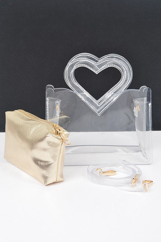 Heart Shape Handle Stadium Transparent Bag Set