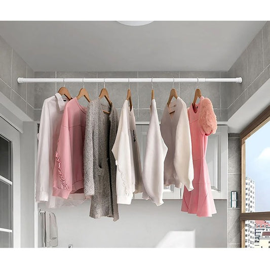 White Adjustable Tension Curtain Rod 41-76 inches