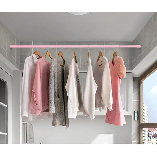 Pink Adjustable Tension Curtain Rod 41-76 inches