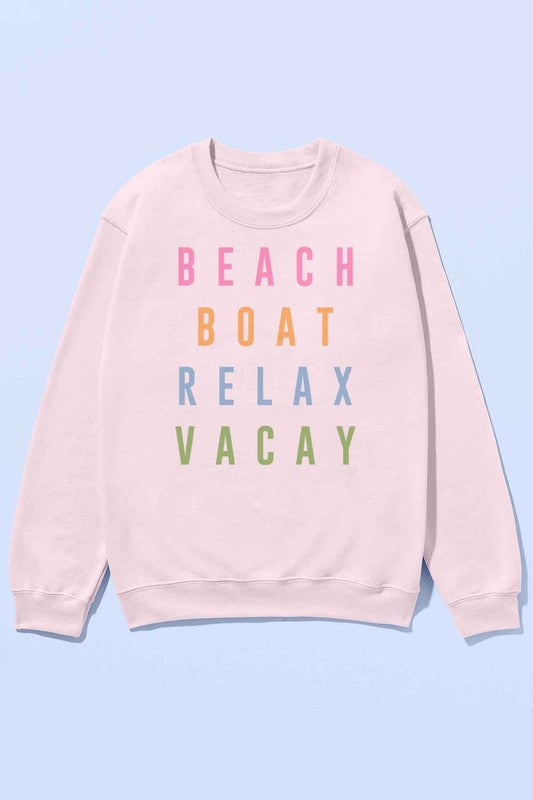 BEACH BOAT RELAX VACAY OVERSIZED SWEATSHIRT