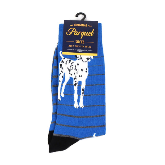 MashasCorner.com Men's Novelty Dalmatian Dogs Socks Add some fun to your outfit with our Novelty Socks. These socks are perfect for when you have to maintain being a professional but still have that burning desire to be fun & silly! These socks are super soft & comfy. 70% Cotton, 25% Polyester, 5% spandex Sock size: 10-13 Shoe size: 6-12.5 Machine wash, tumble dry low Imported