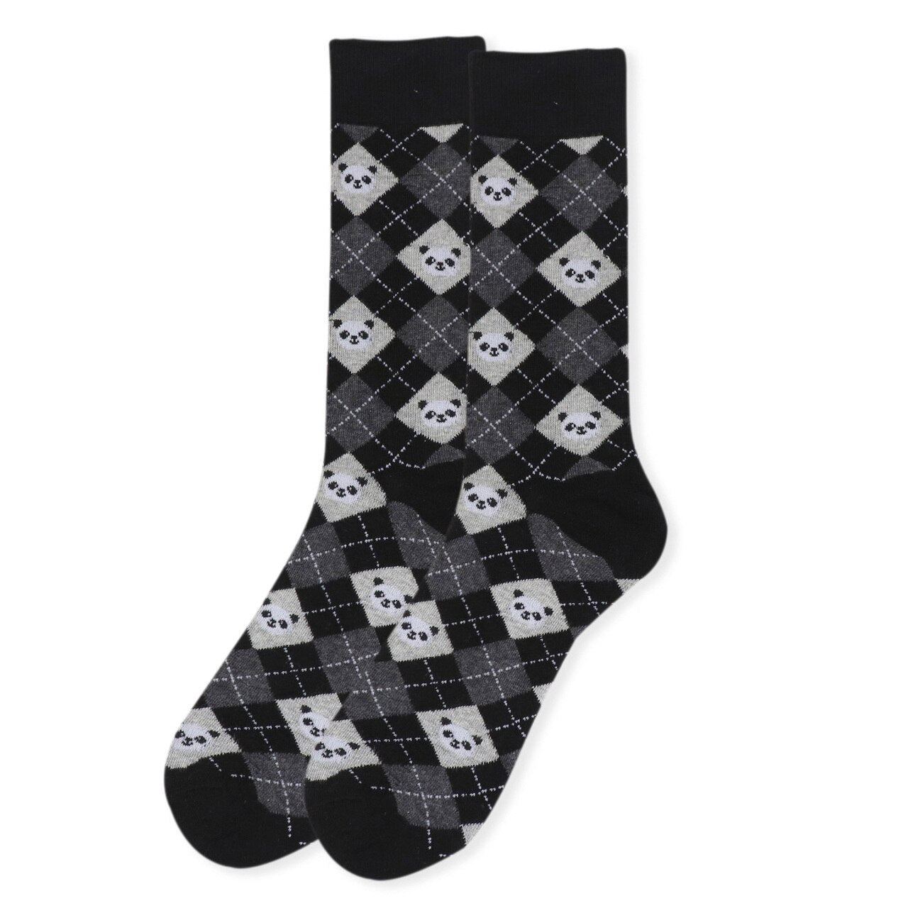 MashasCorner.com Men's Novelty Giant Panda Socks Add some fun to your outfit with our Novelty Socks. These socks are perfect for when you have to maintain being a professional but still have that burning desire to be fun & silly! These socks are super soft & comfy. 70% Cotton, 25% Polyester, 5% spandex Sock size: 10-13 Shoe size: 6-12.5 Machine wash, tumble dry low Imported