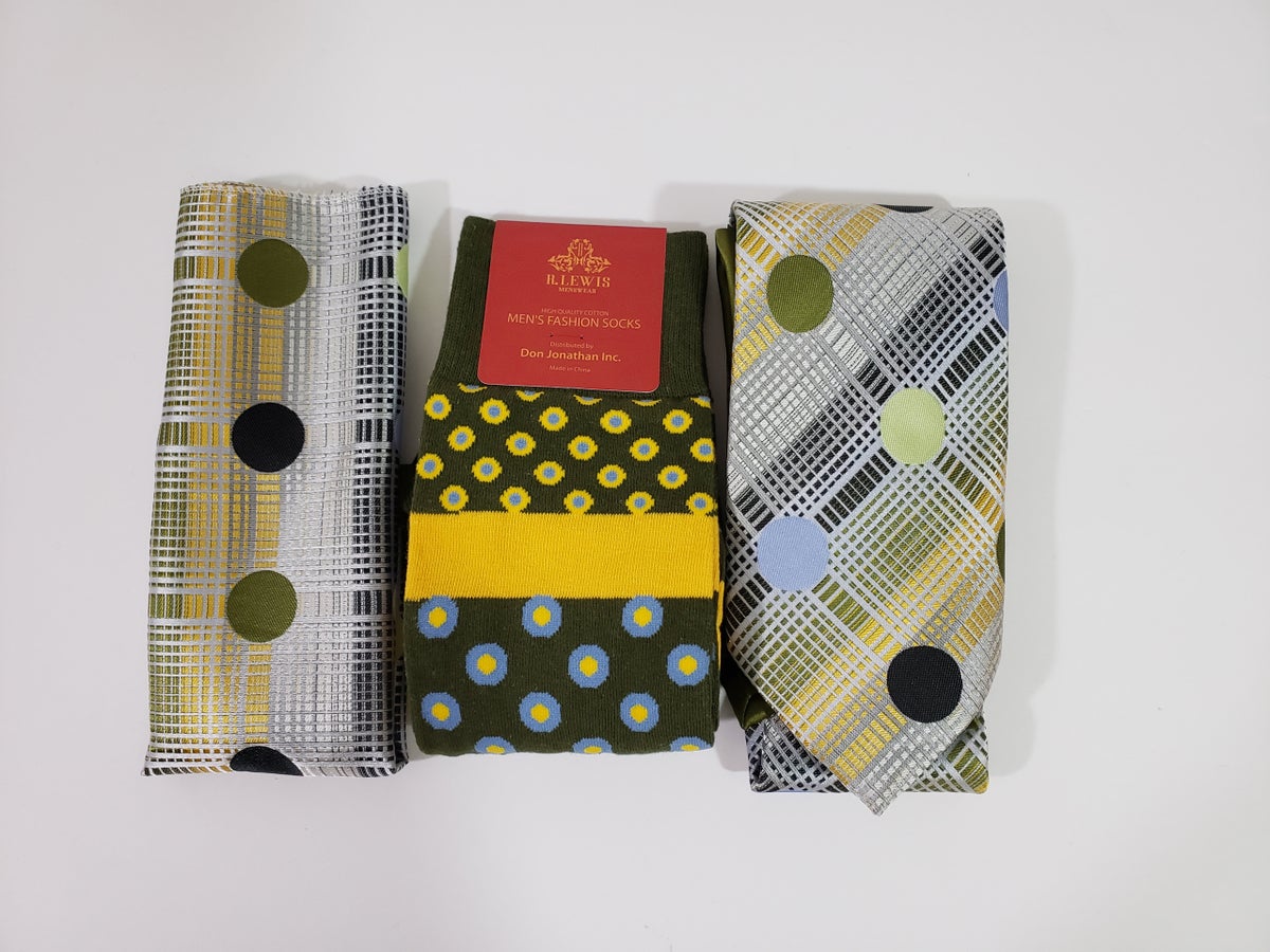 MashasCorner.com Robert Lewis - Olive Neck Tie Hanky Socks Box 3 Set - RG004 Dark Olive