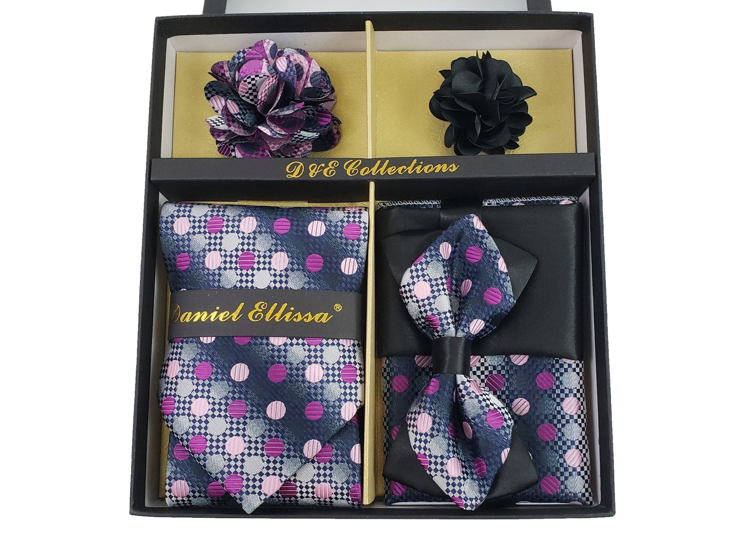 MashasCorner.com Daniel Ellissa - Black Purple Bow & Neck Tie 6 Set - DE 133