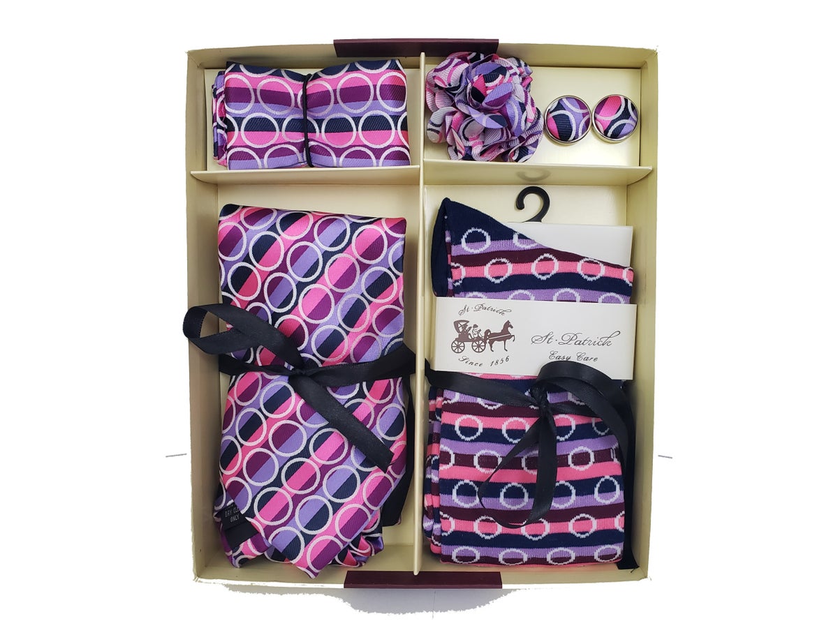 MashasCorner.com St. Patrick - Purple Pink Neck Tie & Socks Box 5 Set - GTS 26-2