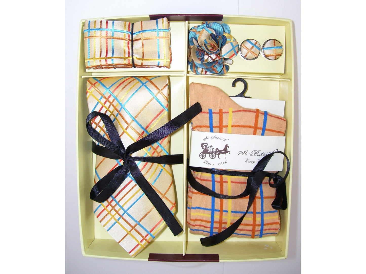 MashasCorner.com St. Patrick - Peach Stripe Neck Tie & Sock Box 5 Set - GTS 25-2