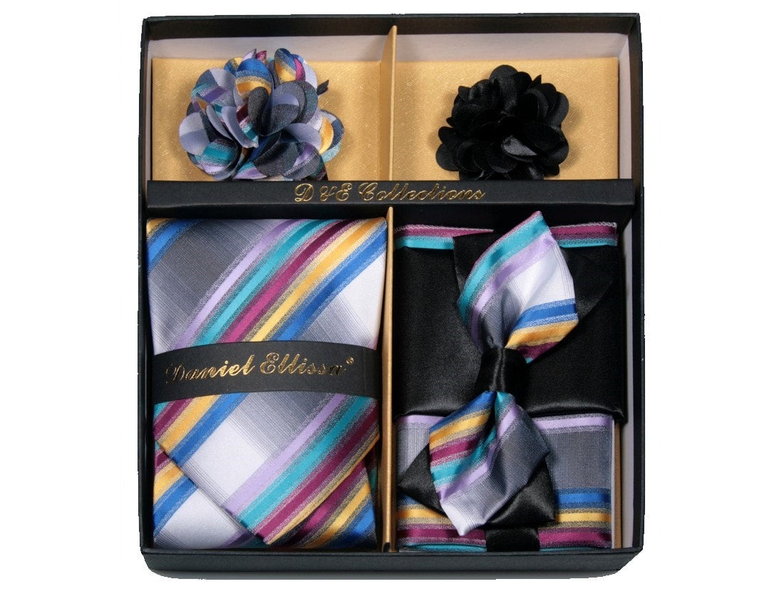 MashasCorner.com Daniel Ellissa - Red Gold Blue Bow & Neck Tie 6 Set - DE 111