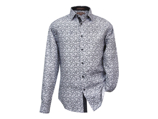 MashasCorner.com  Leo Danieli MD5 Astra Men's Long Sleeve Shirt Dress Casual Button Down Front  Microfiber Digital Printed Fabric Multi-Color - Black, Pink, Blue, Yellow 100% Cotton
