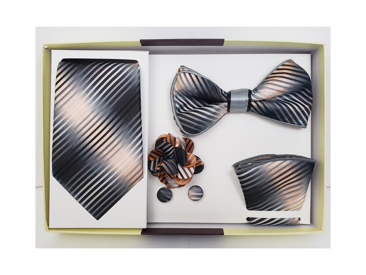 MashasCorner.com St. Patrick - Grey Bow & Neck Tie Box 5 Set - GTB673-1