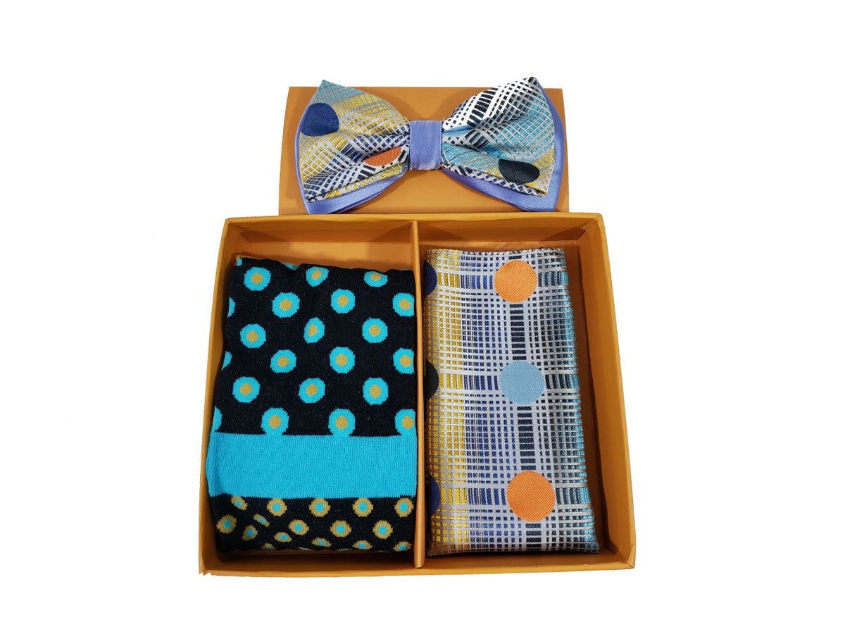 MashasCorner.com Robert Lewis - Bow Tie Hanky Socks Box 3 Set - RGB004 Navy