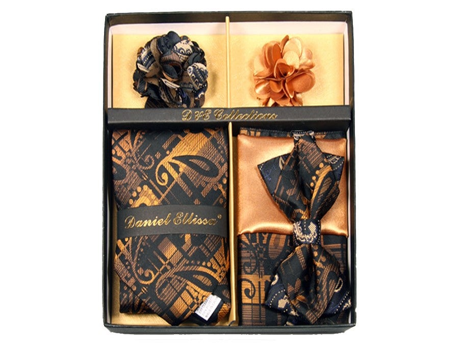MashasCorner.com Daniel Ellissa - Black Copper Bow & Neck Tie 6 Set - DE 128