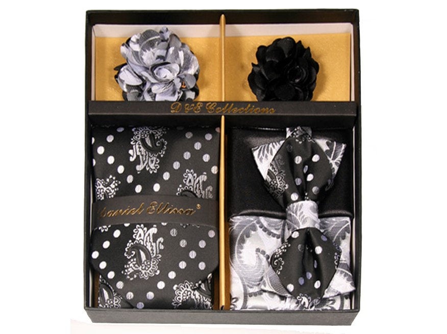 MashasCorner.com Daniel Ellissa - Black Silver Bow & Neck Tie 6 Set - DE 124