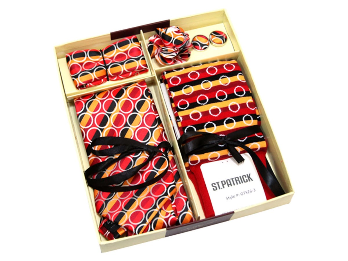 MashasCorner.com St. Patrick - Red Striped Necktie & Sock 5 Set - GTS 26-3