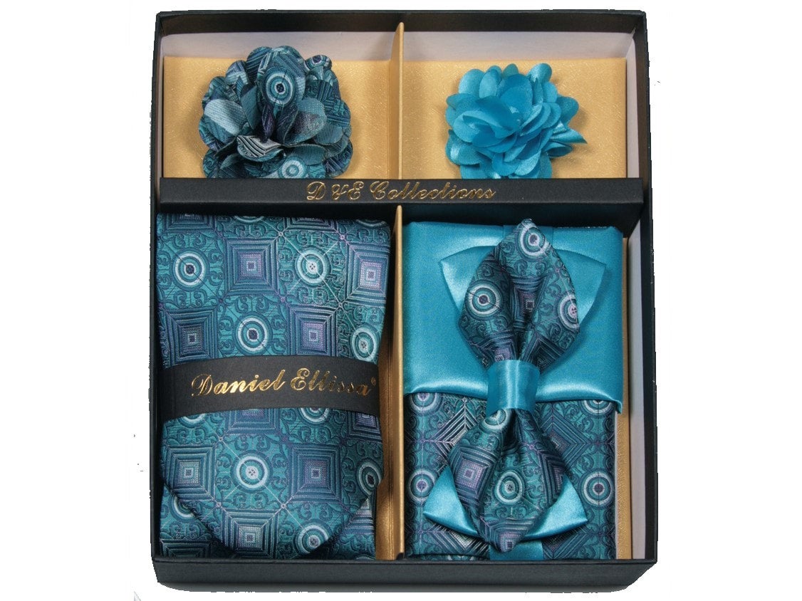 MashasCorner.com Daniel Ellissa - Turquoise Blue Bow & Neck Tie 6 Set - DE 108