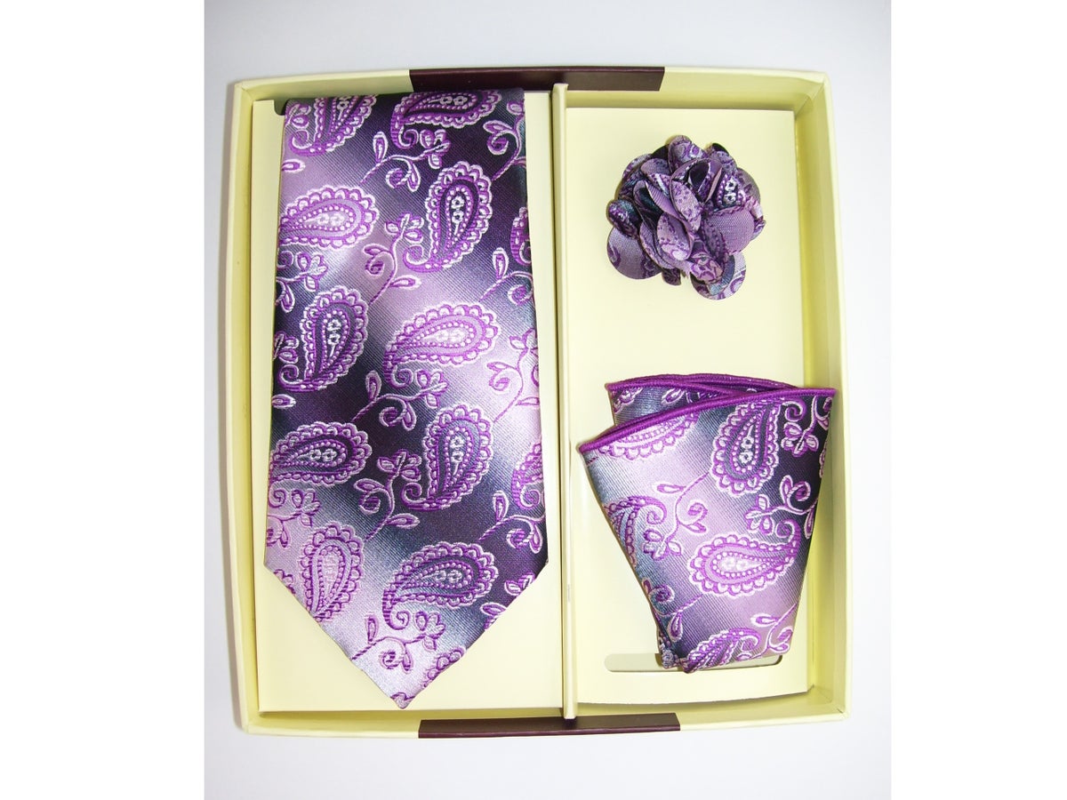 MashasCorner.com St. Patrick - Pink Paisley Necktie Hanky Flower Set - TT-60