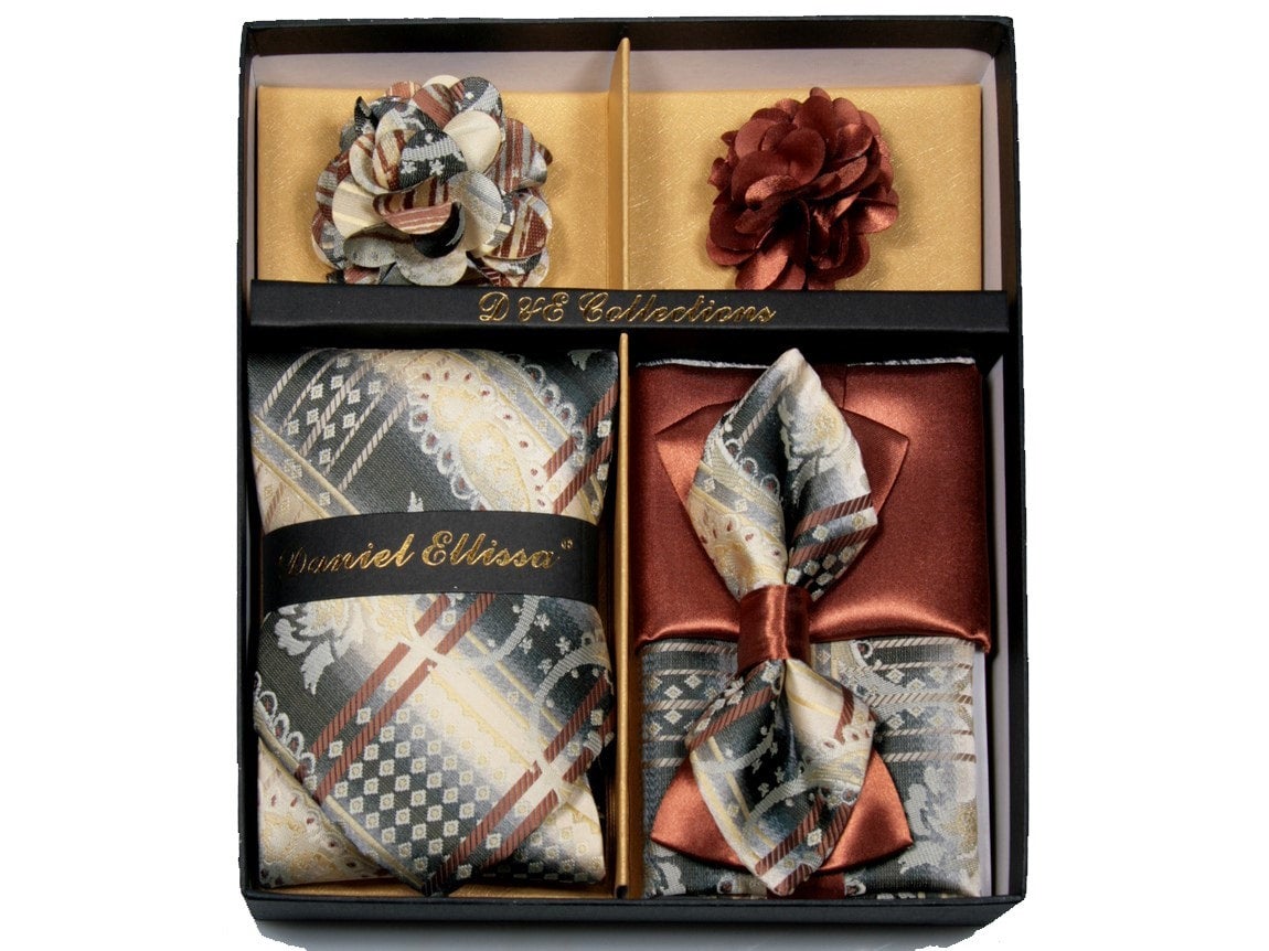 MashasCorner.com Daniel Ellissa - Cream Black Bow & Neck Tie 6 Set - DE 118