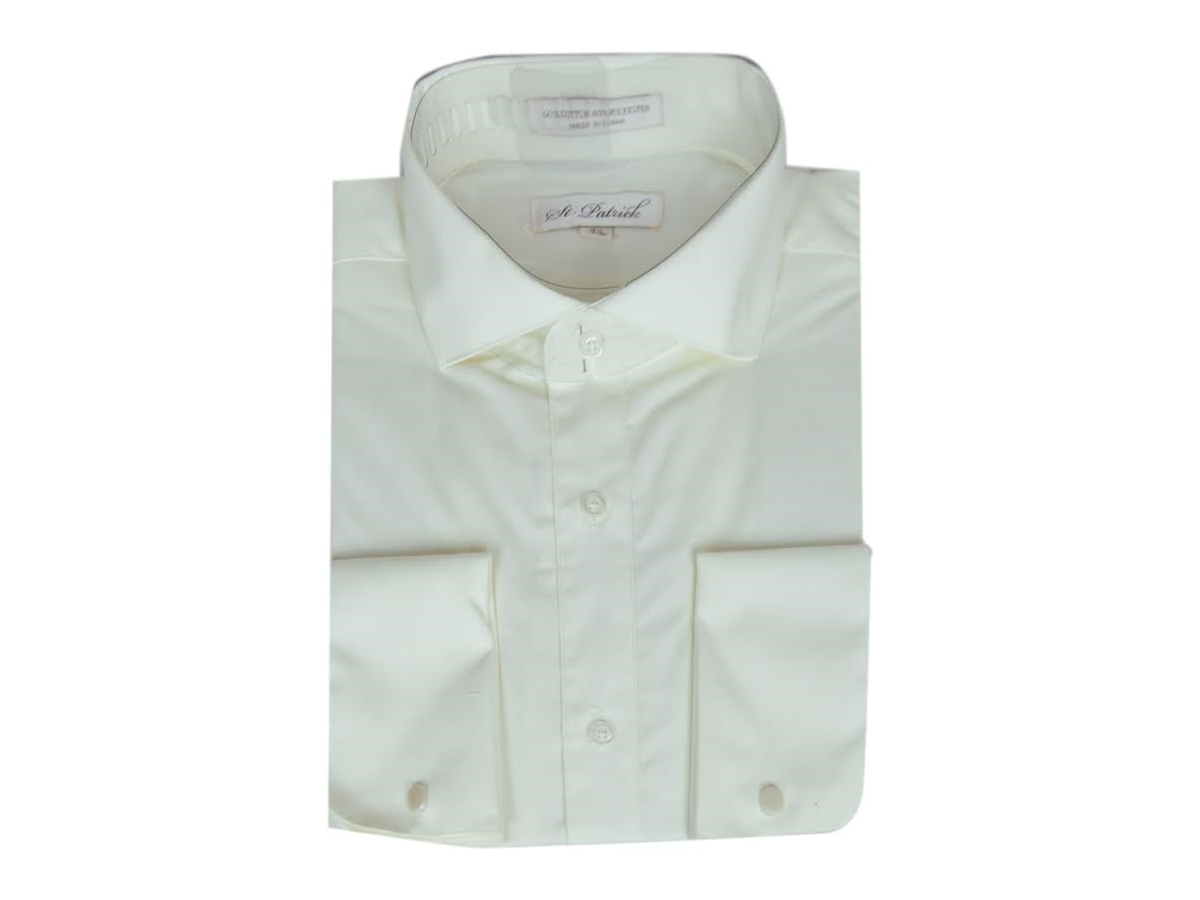 MashasCorner.com St. Patrick Men's Formal Dress Shirt This shirt is a French Cuff & Button Cuff Shirt. From Office to Formal, you can add one of our Tie Sets with or without Cuff Links, and shine. Color: White French Cuff & Convertible Cuff Sizes: 17, 18 & 19 Sleeve Length: 36/37 (All) 60% Cotton / 40% Polyester