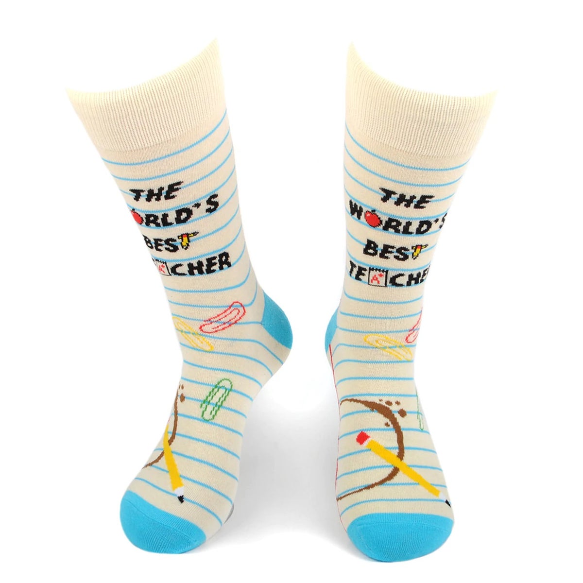 MashasCorner.com Men's "The World's Best Teacher" Novelty Socks - MC-NVS19563-YW