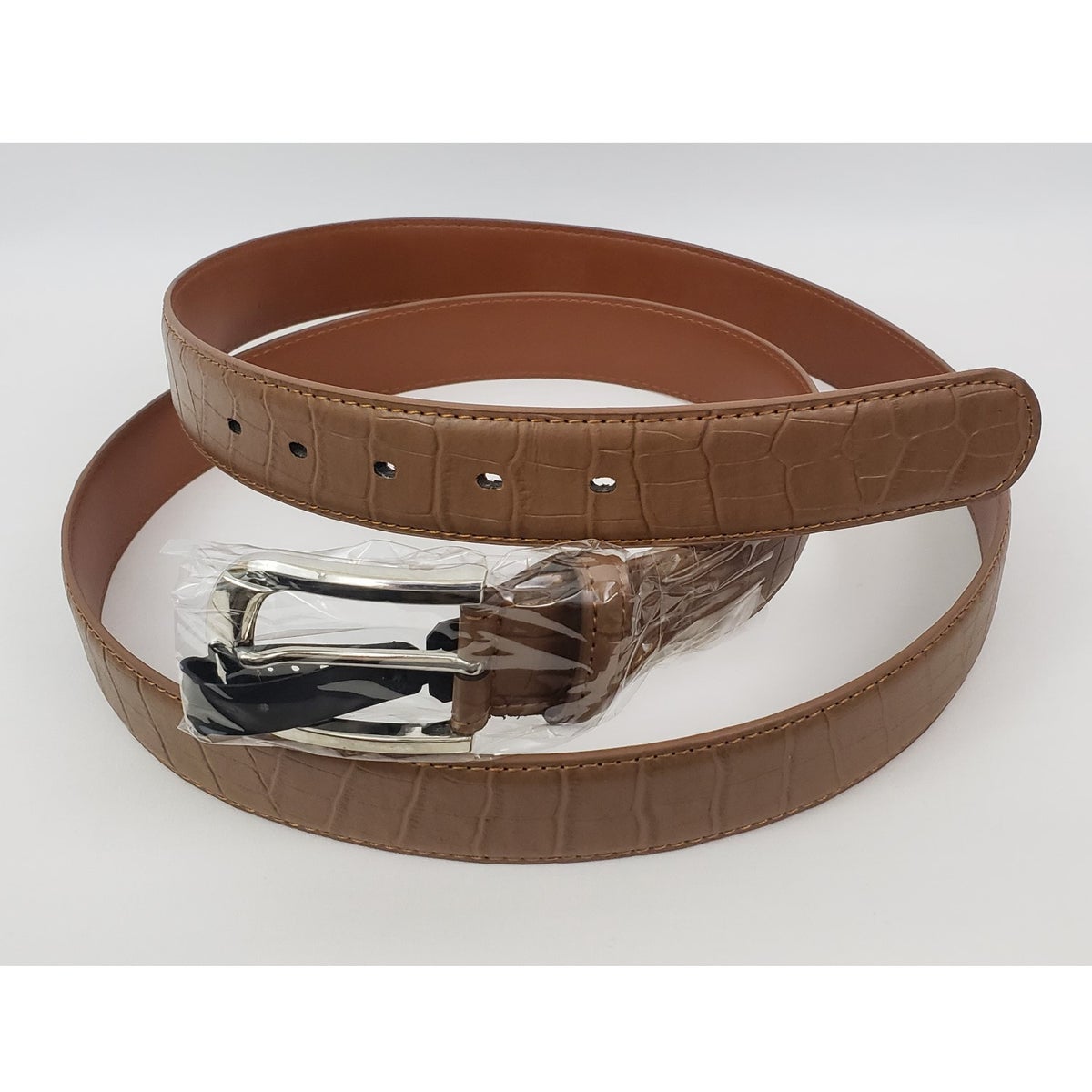 MashasCorner.com Mens Leather - Sizes 44" to 66" - Brown Cognac Croc Non Reversible 1.25" Belt