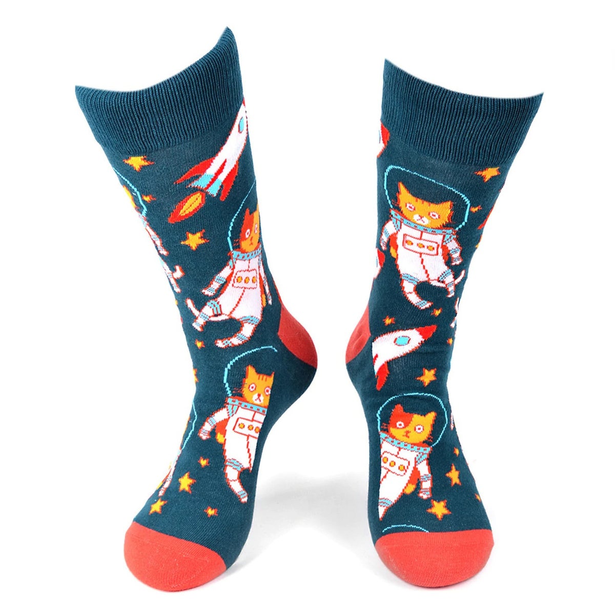 MashasCorner.com Men's Space Cats Novelty Socks - MCNVS19549-GRNV