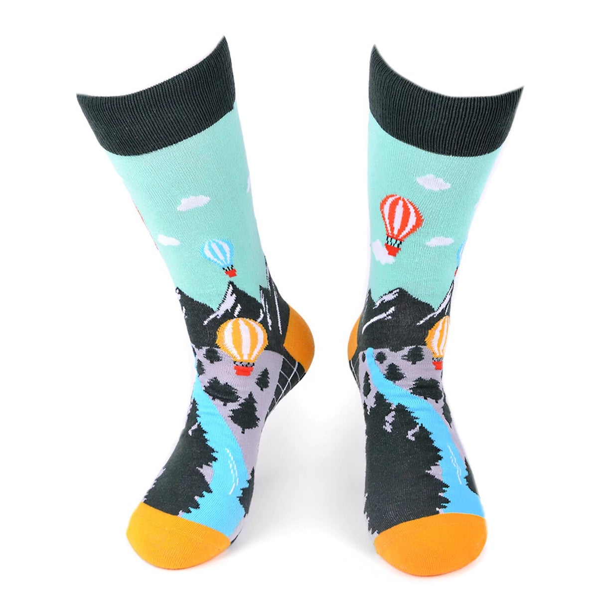 MashasCorner.com Men's Hot Air Balloon Novelty Socks - MCNVS19567-GRN