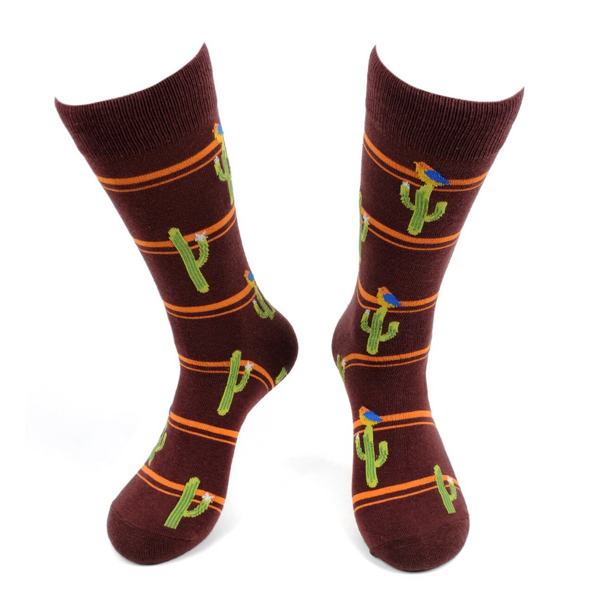 MashasCorner.com Men's Cactus Novelty Socks - MCNVS19583-BRN