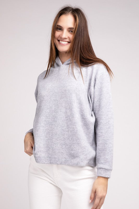 Hooded Brushed Melange Hacci Sweater