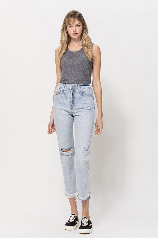 Super High Relaxed Cuffed Straight Jeans