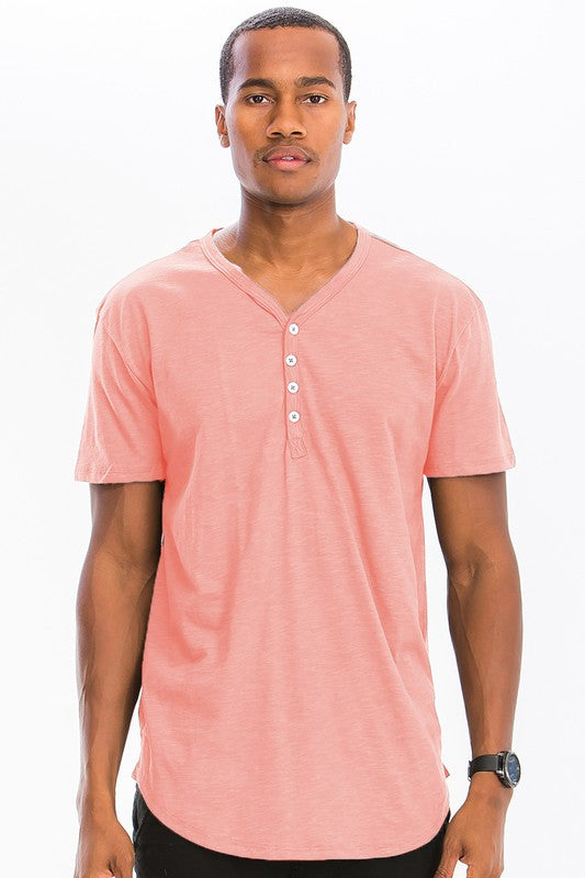 SHORT SLEEVE 4 BUTTON HENLEY SHIRT