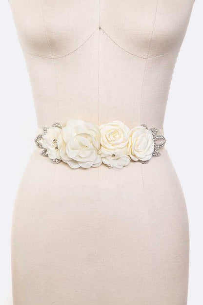 Mix Georgette Flower Embellished Sash Belt