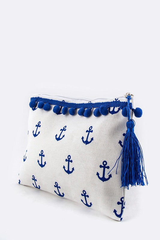 Anchor PomPom Canvas Pouch