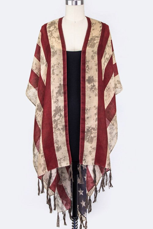 Vintage US Flag Shaped Shawl