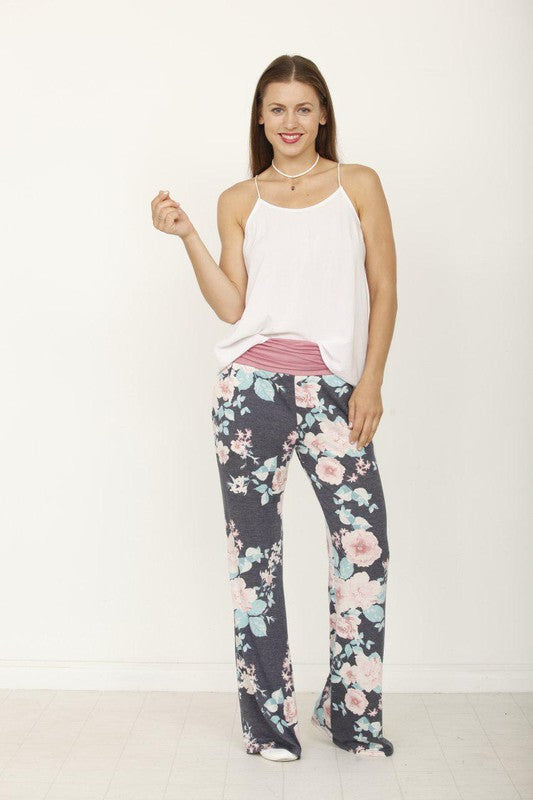 Fold over wide leg palazzo pants