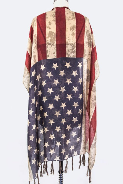 Vintage US Flag Shaped Shawl