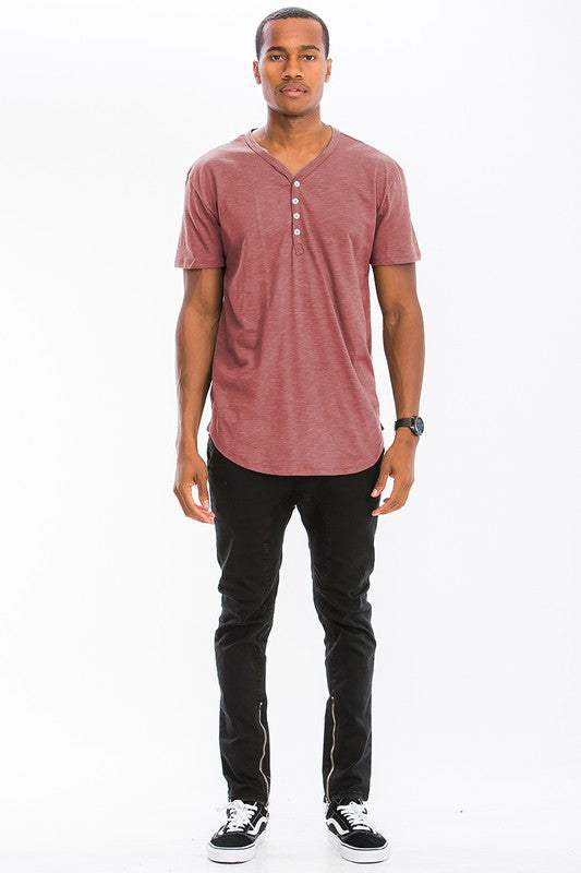 SHORT SLEEVE 4 BUTTON HENLEY SHIRT