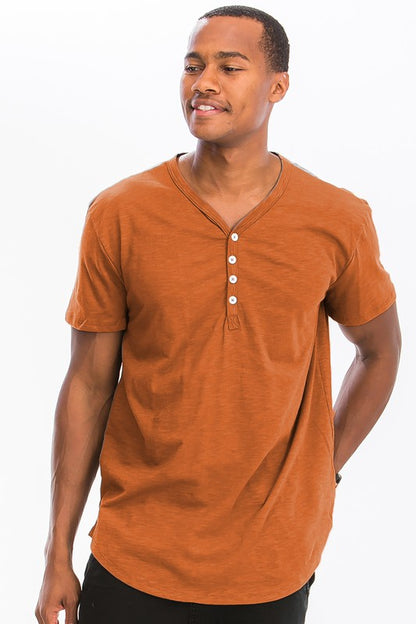 SHORT SLEEVE 4 BUTTON HENLEY SHIRT