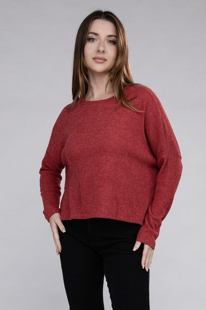 Ribbed Dolman Long Sleeve Sweater