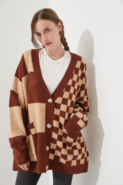 CHECKERED OVERSIZED SWEATER JJK5031P