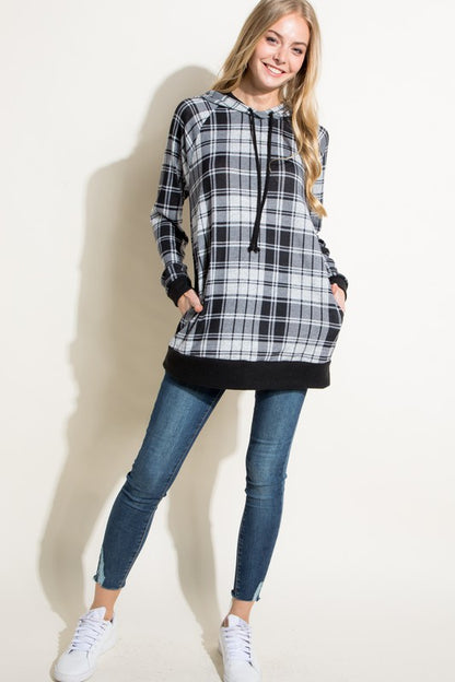 PLUS PLAID MIXED SWEATSHIRT