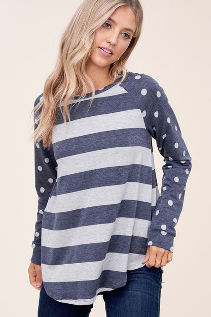 DOT STRIPE MIXED SWEATSHIRTS