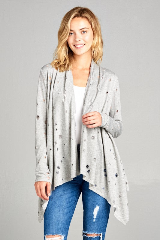 PLUS DISTRESSED CASCADE CARDIGAN