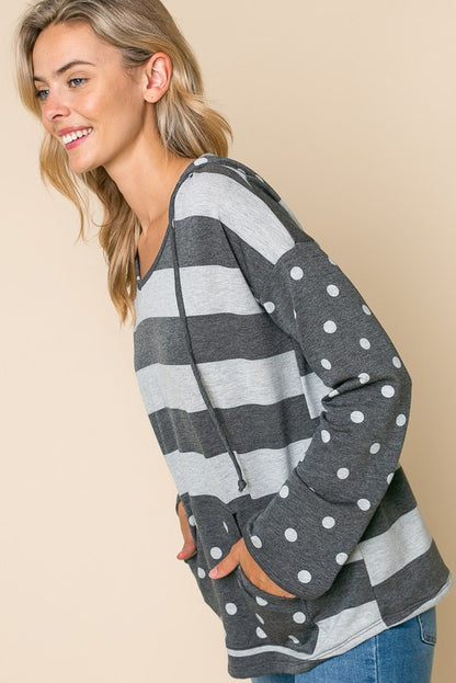 PLUS POLKA DOT STRIPE MIX SWEATSHIRTS