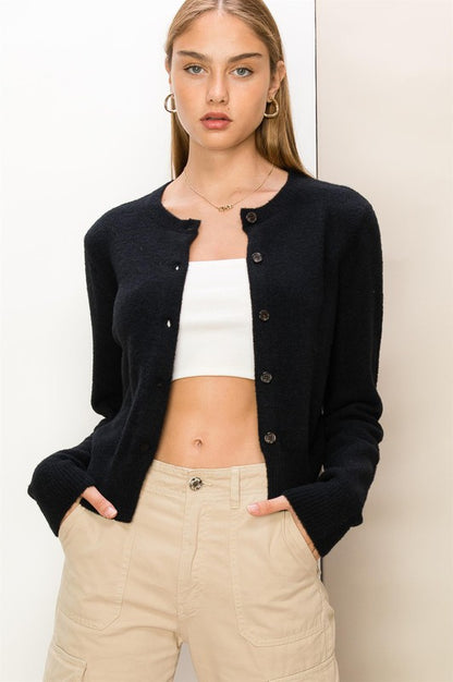 Chic Button-Front Cardigan Sweater