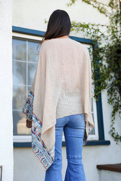 Geometric Embroidered Sleeve Kimono