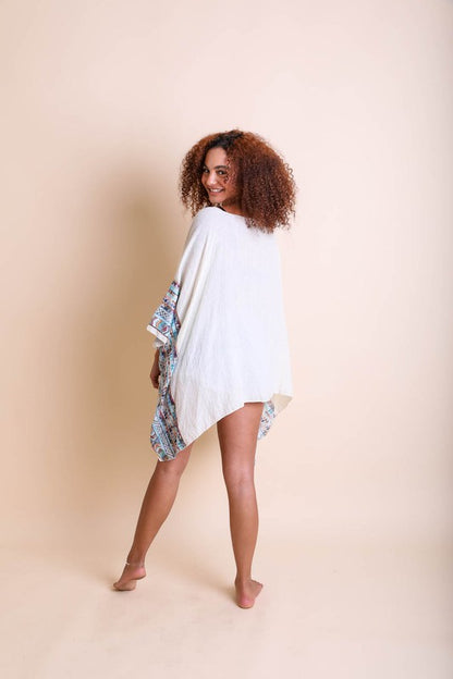 Geometric Embroidered Sleeve Kimono