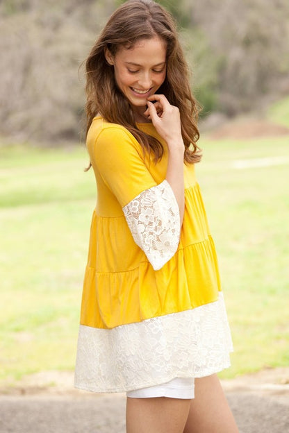 Plus Lace Trim Tiered Tunic