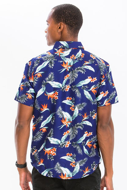 Hawaiian Print Button Down Shirt