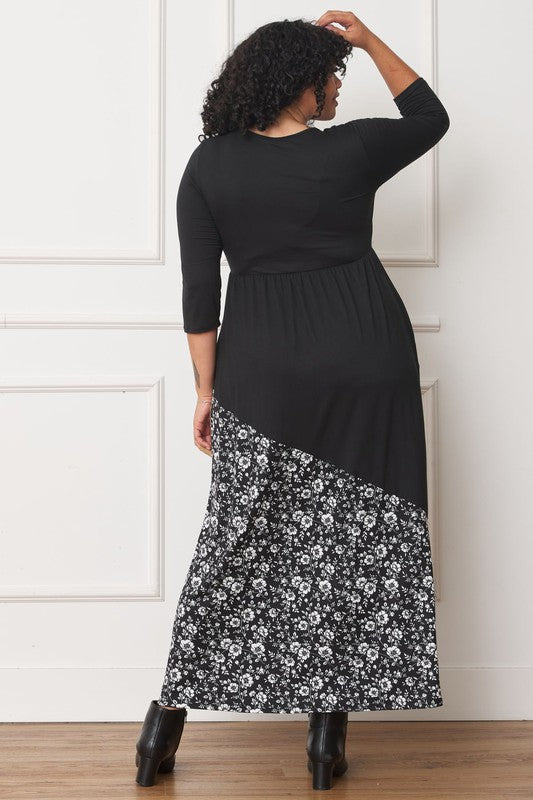 Asymmetrical Leopard Accent Maxi Dress