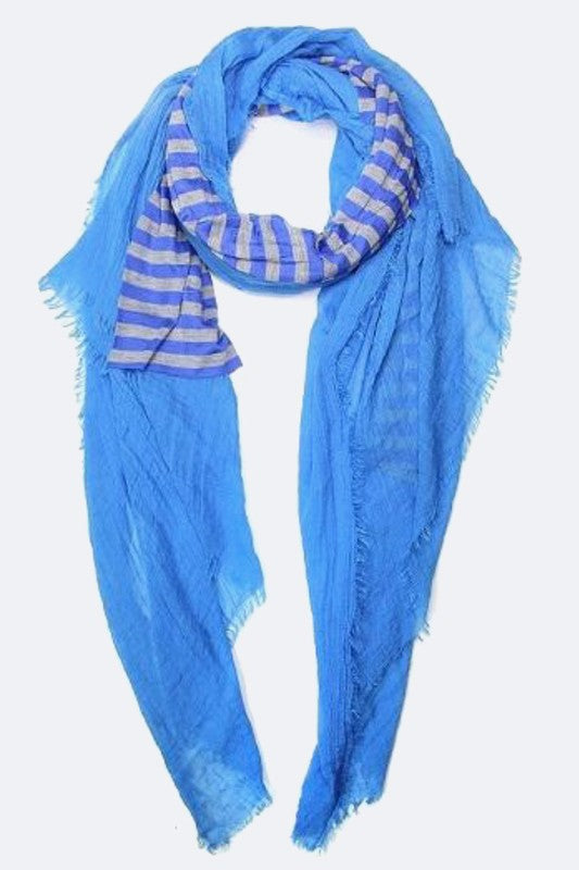 Striped Jersey Knit Layered Fashion Fringe Scarf